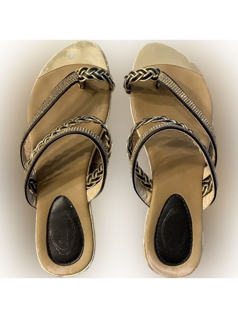 ITALINA - Braided Rhinestone Toe ring sandals from boutique in Las Vegas Size 8